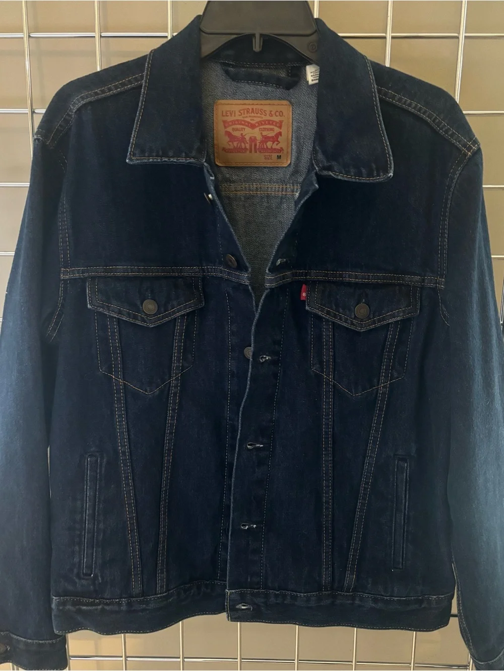 NWOT Levi's Men's Dark Blue Denim Trucker Jacket Sz M